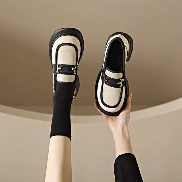 Cameland Small Fragrant Style Round-toe Pearl French Retro Mary Shoes For Women Flat Shallow Mouth Gentle Patent Leather Spring