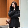 thumbnail image 1 of Parka larga con forro de lana para mujer, Abrigo con capucha, chaqueta delgada con Cuello de piel, ropa de nieve cálida, ropa acolchada, invierno, 2023, 1 of 5