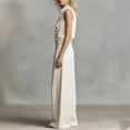 thumbnail image 3 of 2 Piece Linen Outfits for Women Sleeveless Ruffle V Neck Top & Wide Leg Pants Dressy Casual Vacation Sets (S, White), 3 of 6