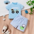 thumbnail image 2 of mgoYE Back to School Toddler Baby Boy Outfit 12 18 24 Months 2T 3T 4T Embroidery T Shirt and Shorts Set First Day of Preschool Kindergarten Clothes(Blue,18-24 Months), 2 of 8