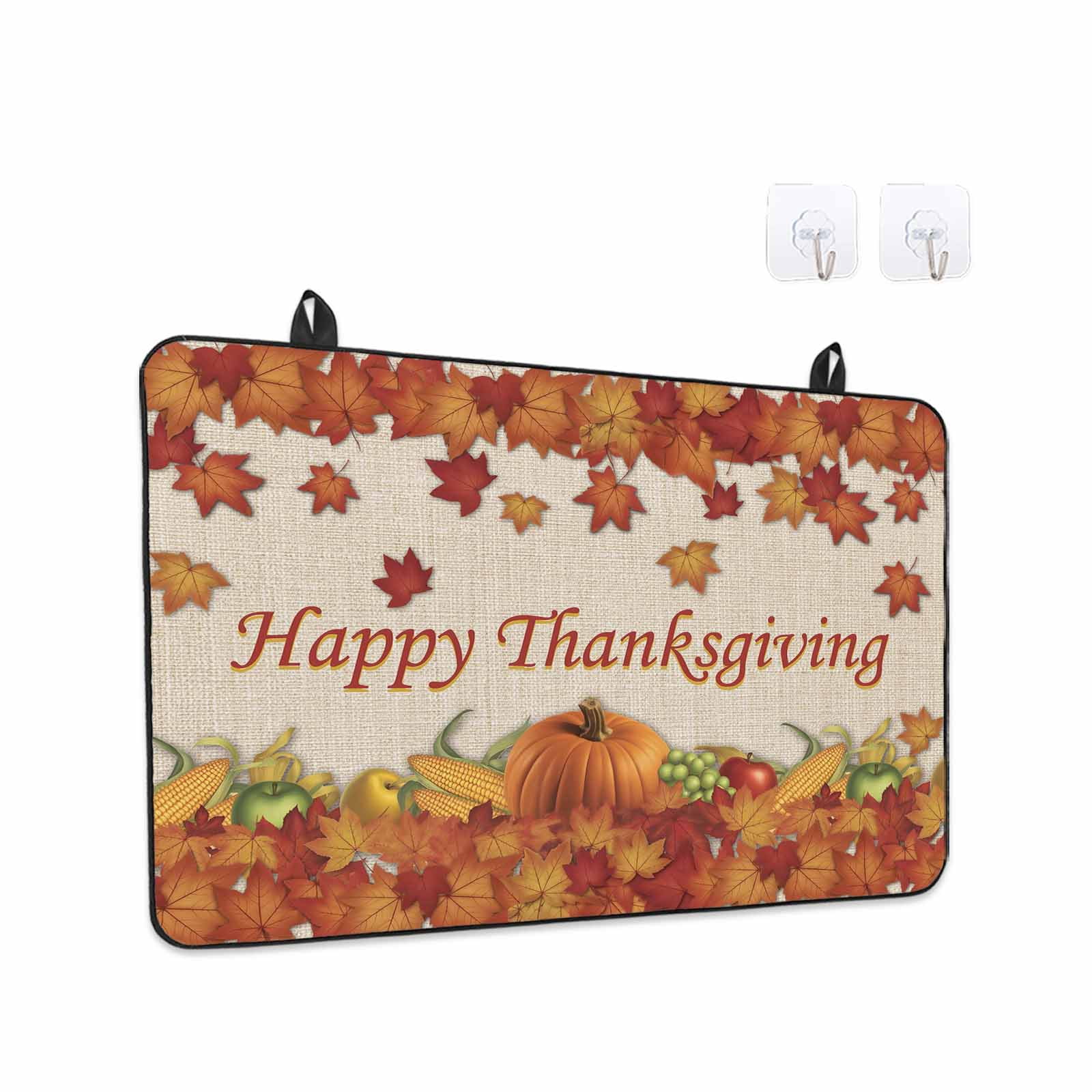 Orange Maple Stove Top Cover for Electric Stove, Heat-proof & Non Slip Glass Top Stove Cover Protector, Thanksgiving Pumpkin Autumn Fruit Vintage Kitchen Flat Cooktop Rubber Mat 24x21 Inches
