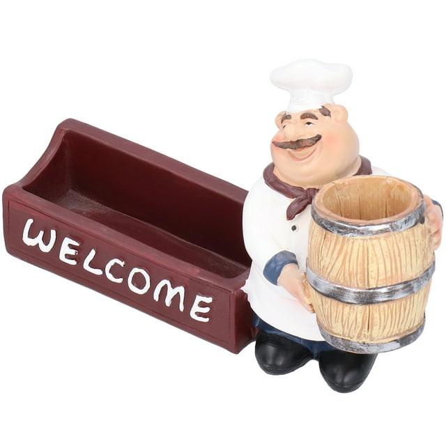 Dekaim-Estatua De Chef De Resina, Palillo De Dientes, Tarjetero, Estatuilla, Decoración De Mesa para Restaurante, Artesanía