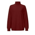 thumbnail image 4 of ZyeKqe Womens Sweatshirts High Neck Fleece Lined Casual Fall Long Sleeve Loose Fitted Solid Color Pullover Tops, 4 of 5