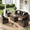 Black, variant on TANGJEAMER 7 Piece Patio Furniture Set with Fire Pit Table, All Weather Outdoor Sectional PE Rattan, Patio Conversation Sets with Cushions for Garden Lawn Balcony(Blue)