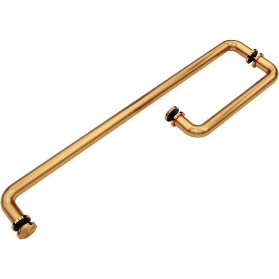 8" Pull Handle and 20" Towel Bar Set, Glass Shower Door Towel Bar Handle Replacement for 1/4", 5/16", 3/8", and 1/2" (6-12mm) Glass Doors, Rounded, Brushed Gold