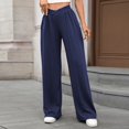 thumbnail image 6 of Krdevn Womens Pants - Women's Casual Pants Elastic Waist Straight Leg Trousers Comfortable Solid Color Loose Fit Daily Wear,Pants for Women,Size:S, 6 of 8