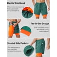 thumbnail image 5 of FEOYA Men's 2 in 1 Running Shorts Liner Male Quick Dry Athletic Shorts Breathable Gym Sweat Shorts Training Sports Basketball Shorts with Phone Pocket L Green, 5 of 7
