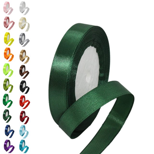 Cinta verde oscuro de 15 mm para manualidades de regalos, cinta de poliéster verde de 22 m, cinta de satén de doble cara, cinta de regalo de Navidad, regalo para decoración de pasteles y bodas