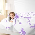 thumbnail image 4 of Erosebridal Purple Ribbon Bowknot 7pcs Bedding Comforter Set,Cute Coquette Bow Queen Bedding Sets For Kids Girls,Reversible, 4 of 7
