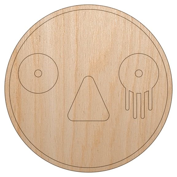 Kawaii Cute Horrified Scared Face Wood Shape Unfinished Piece Cutout Craft DIY Projects - 4.70 Inch Size - 1/8 Inch Thick
