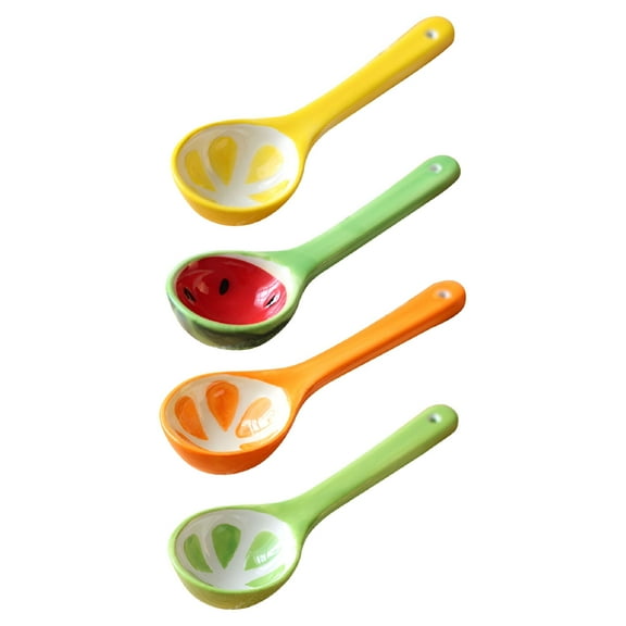 ACDANC 4 Pcs Ceramic Round Measuring Spoons Coffee Scoop Delicate Mixing Ceramics Painted