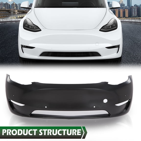 Front Bumper Cover w/ Park Sensor Hole Fit For 2020 2021 2022 2023 Tesla Model Y