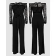 thumbnail image 6 of CHICME Jumpsuits for Women Off Shoulder Long Sleeve Eyelash Lace Spliced Slim Fit Overalls Casual Zipper Back Jumpsuit with Belt Black-S, 6 of 8