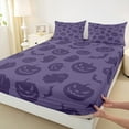 thumbnail image 3 of Manfei Cute Ghost Pumpkin Bed Sheets Queen,Happy Halloween Bedding Queen Size,Purple Sheet Set Queen,Super Cozy Bedroom Decorative,4 Pieces, 3 of 7