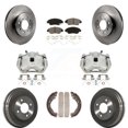 thumbnail image 1 of Transit Auto Front Rear Disc Brake Caliper Rotors Drums Semi-Metallic Pads Kit (8Pc) for Car Honda Fit KC8-100767S, 1 of 11