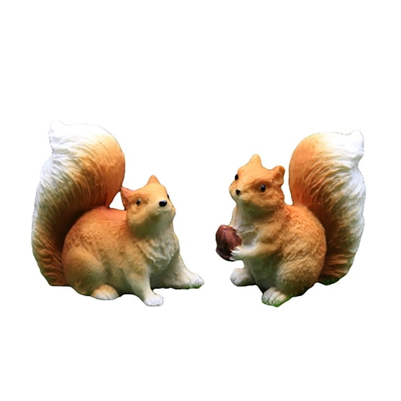 SUYOLL Miniature Squirrel Figurines Of 2 Realistic Resin Squirrel Statues Cute Animal Miniatures For Fairy Garden Terrarium Home & Desk Ornaments