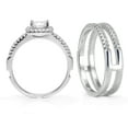 thumbnail image 2 of Sz 10 Sterling Silver Cushion Cubic Zirconia CZ 2Pc Halo Wedding Engagement Ring Insert Set, 2 of 2