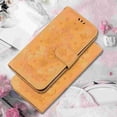 thumbnail image 5 of Compatible With iPhone 15 Pro Max Wallet Case Full Coverage Dustproof Embossed Butterfly Rose Pattern Kickstand Card Pocket Wristband Synthetic Leather Plain Phone Cover,Yellow, 5 of 9