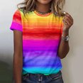 thumbnail image 4 of Blusas de Manga Corta para las Mujeres Imprimir Cuello Redondo, Camiseta Casual para Primavera Verano Diario, 4 of 4