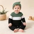 thumbnail image 6 of larppty Newborn Baby Boy Clothes Fall Winter Cute Infant Outfits Long Sleeve Romper Hat Bodysuit Jumpsuits, 6 of 7