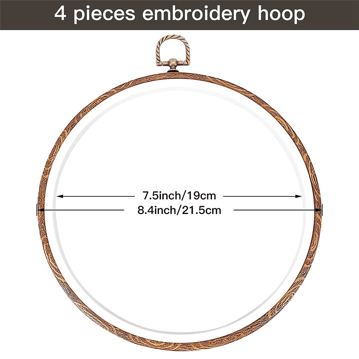 8 Pieces 8.4 Inch Embroidery Hoops Imitated Wood Display Frame Bulk Circle Embroidery Hoops