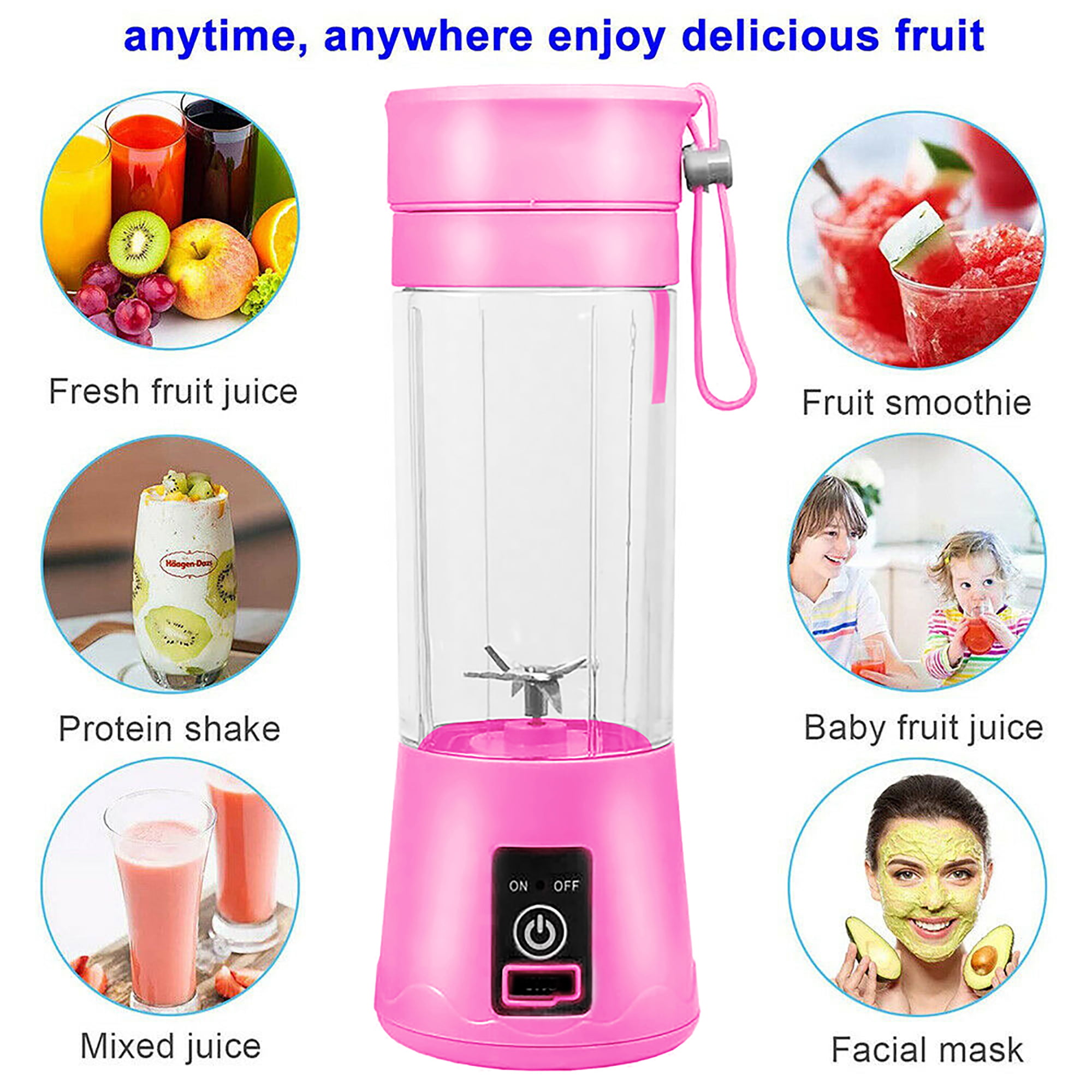 380ml 2/ 4/6 Blades Mini Portable Electric Fruit Juice Portable