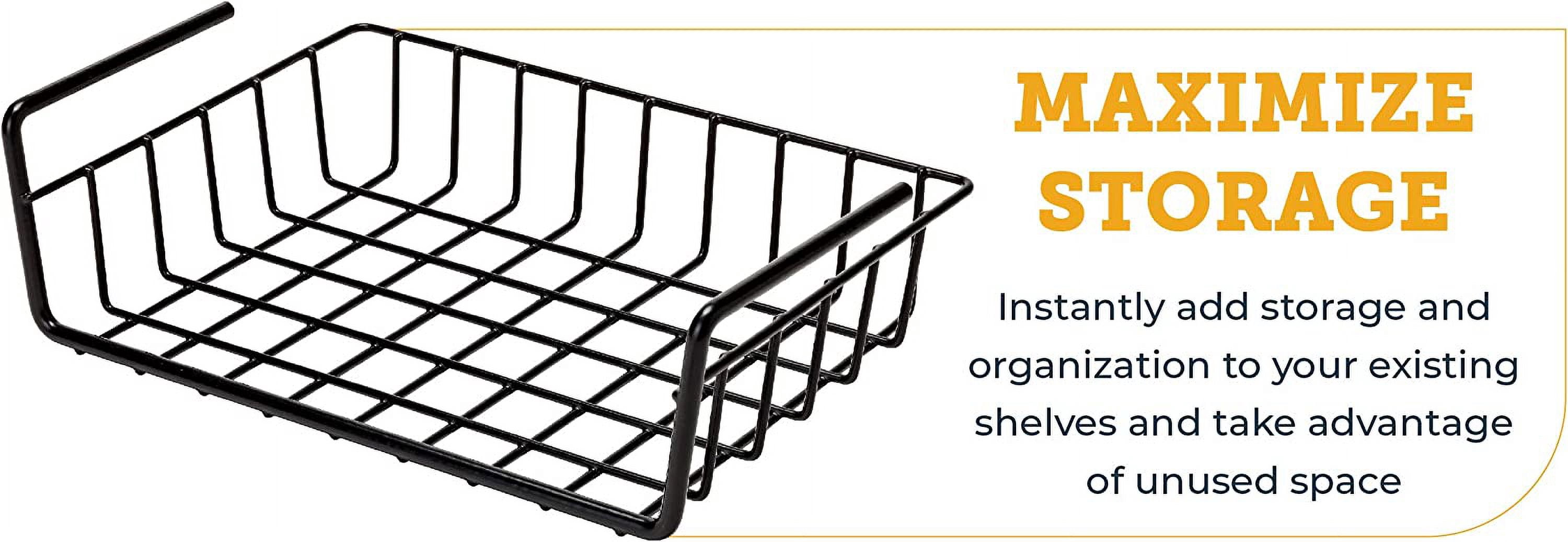 Hanging Shelf Document Basket, Coated Wire Organizer for Gun Safes & Cabinets, Holds Up to 40 Lbs, Black