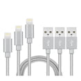 thumbnail image 2 of vAccessorize Braided Long Fast Charging Cable for iPhone (Pack of 3, 10 Feet, Gray), 2 of 5
