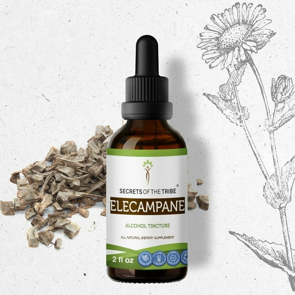 Secrets Of The Tribe Elecampane Tincture Dietary Supplement, Natural Herbal Extract for Respiratory Support, Elecampane (Inula helenium) Dried Root, Alcohol Extract, Drops 2 oz