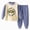 H154-Blue, variant on Infant Toddler Girl Fall Winter 2Pcs Clothes Outfits Long Sleeve Round Neck Sweatshirt and High WaistPants Set(Beige,18-24 M)