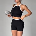 thumbnail image 3 of VYANTA Women's 2-Piece Black Workout Set with Crop Top and Biker Shorts Size M, 3 of 5