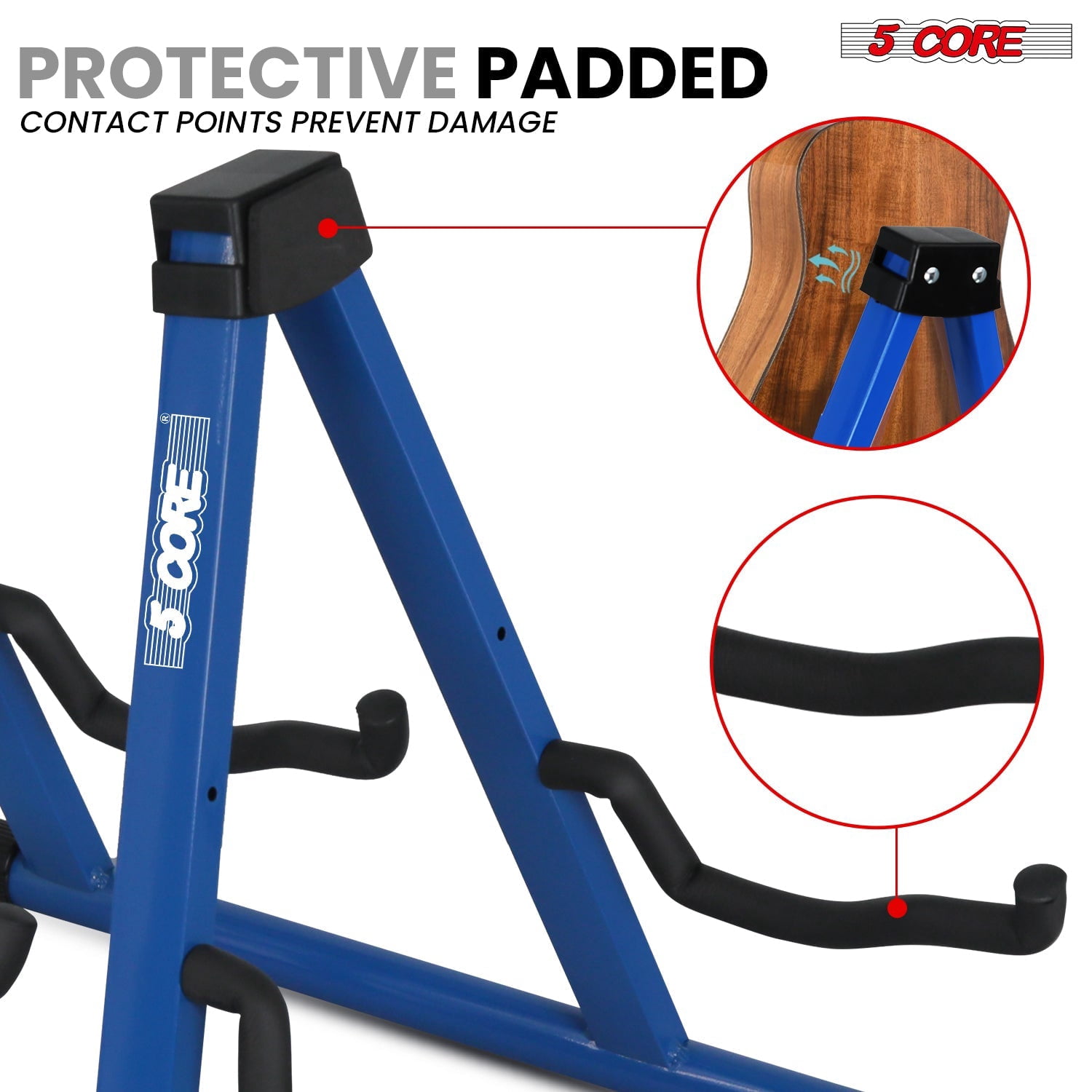 Heavy-Duty Double Guitar Stand – Adjustable A-Frame Floor Holder for Acoustic, Electric, Bass, Mandolin & Violin, Non-Slip Rubber Feet, Foldable for Stage/Studio