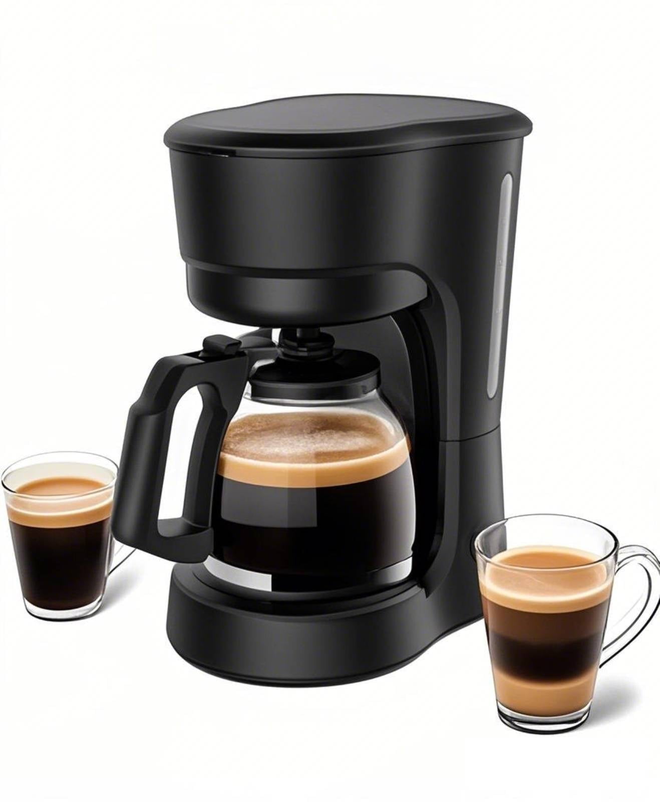 Moifoi 5-Cup Coffee Maker, Anti-Drip & Detachable Funnel, 0.75L, Black