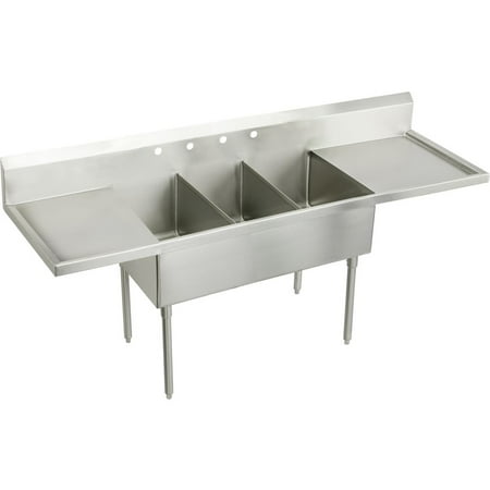 Elkay Ss8345lr Sturdibilt 93" Triple Basin Free Standing Stainless Steel Utility Sink - 6