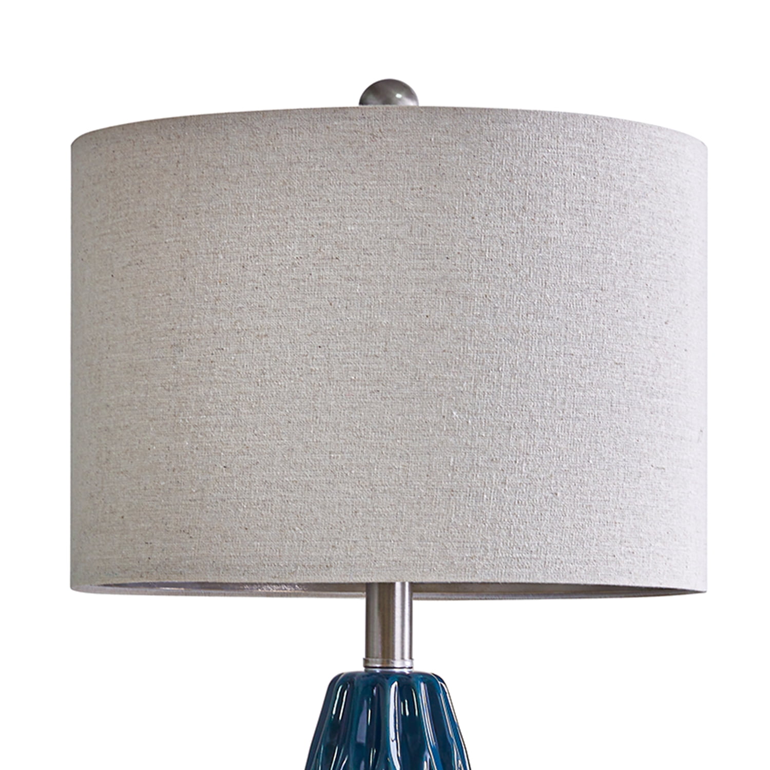 Oneach Modern Ceramic Table Lamp 24.75" Set of 2 Contemporary Blue Geometric Nightstand Lamps for Bedroom Living room
