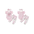 thumbnail image 2 of BemeyourBBs Western Baby Girl Cowgirl Outfits Newborn Baby Girl Hospital Going Home Outfit New To Herd Letters Short Sleeve Cow Embroidery Romper Pants Set Headband 3Pcs Spring Summer Fall Clothing, 2 of 9
