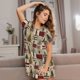 thumbnail image 3 of Balery Rustic Plaid Forest Lodge Camisón de manga corta con cuello redondo para mujer, cómodo y elegante., 3 of 6