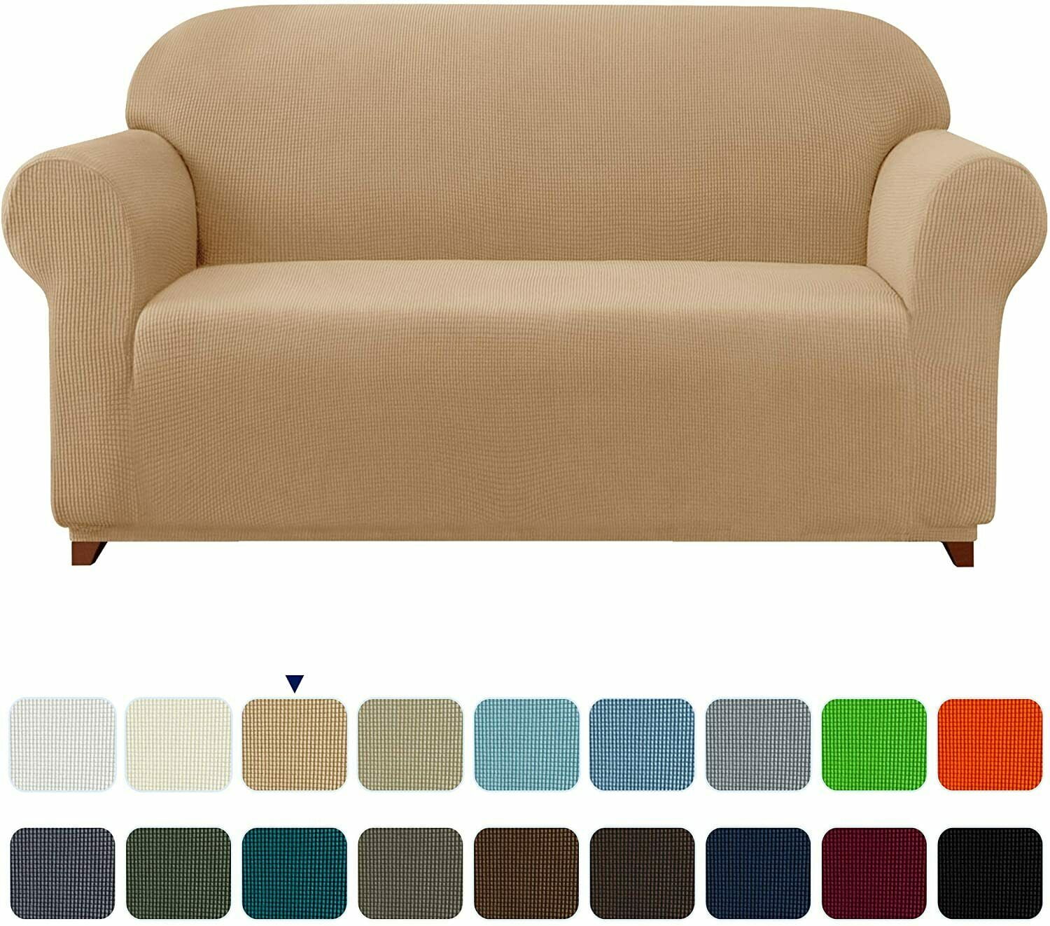 Subrtex 1-Piece Stretch Sofa Slipcover Non Slip Couch Cover (Loveseat, Camel)
