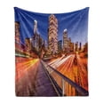 thumbnail image 1 of Night Soft Flannel Fleece Blanket, USA Downtown City Skyline over the Highway Los Angeles California Travel Destination, Cozy Plush for Indoor and Outdoor Use, 50" x 70", Multicolor, by Ambesonne, 1 of 6
