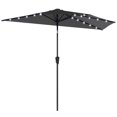 thumbnail image 1 of Parasol Demi-Extérieur de 105,1 Pouces pour Patio avec Lumières DEL Solaires, Parasol Demi-Rond Noir Inclinable avec Manivelle et Protection UV pour Petit Balcon, Terrasse Murale et Espace de Jardin, 1 of 7