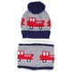 thumbnail image 1 of Conjunto de gorro y bufanda de invierno para bebé, ropa suave y cálida con bonito patrón de camión rojo, diseño de doble capa, ropa de otoño para exteriores, 1 of 5