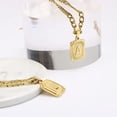 thumbnail image 3 of HANRU Gold Necklaces for Women Men Teen Girls Best Friend Fashion Trendy Figaro Chain Square Letters Stainless Steel Pendant Necklace Personalized 26 Alphabets 18K, 3 of 10