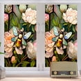 thumbnail image 1 of Pegatinas Estáticas para Ventanas de Abejas Florales, Película para Ventanas de Vidrieras Que Bloquea el Sol Extraíble No Adhesiva, 1 of 7