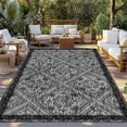 thumbnail image 2 of Black Flowers Outdoor Rug for Patio/Deck/Porch, Non-Slip Large Area Rug 3 x 5 Ft, Spring Floral Farmhouse Retro Art Indoor Outdoor Rugs Washable Area Rugs, Reversible Camping Rug Carpet Runner, 2 of 8