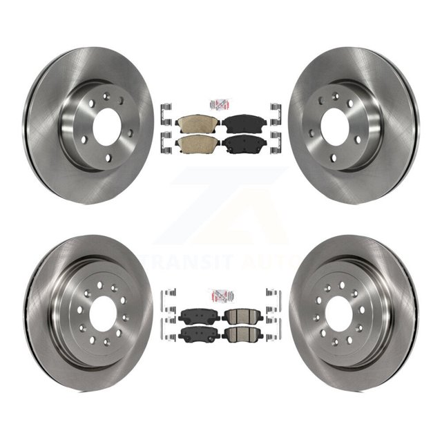 Transit Auto Front Rear Ceramic Pads and Disc Brake Rotors Kit for Car 2013-2015 Cadillac ATS with 300mm Diameter Rotor K8A-106714