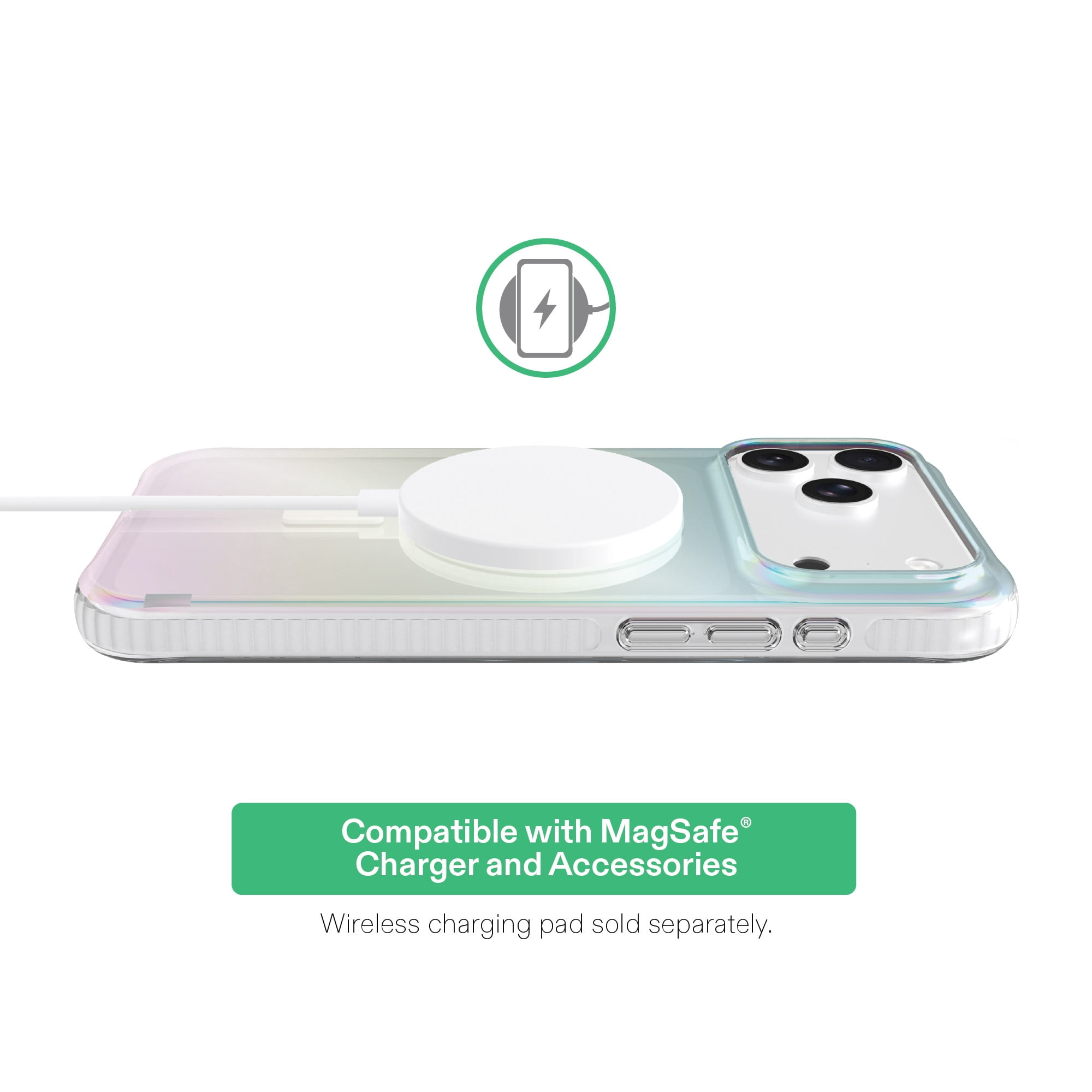 onn Impact Phone Case for iPhone 18 Pro / 17 Pro, MagSafe Compatible, Enhanced Bumper Design - Iridescent