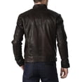 thumbnail image 2 of Men Slim Fit Biker Motorcycle Lambskin Leather Brown Jacket Coat Outwear Jackets A558, 2 of 3