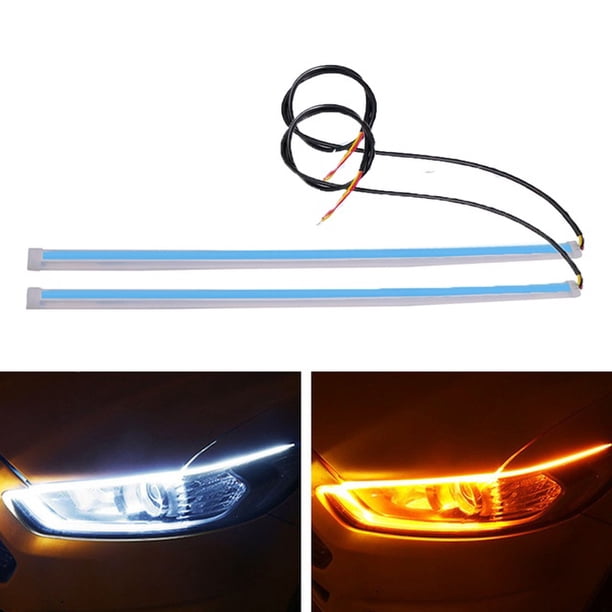 2pcs 12V Led DRL Luces De Circulación Diurna Señal De Giro Tira De Luz Del Coche Accesorios De Freno Laterales Faros Delanteros Para Auto