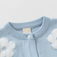 thumbnail image 6 of Spazoro Toddler Girls Cardigan Sweaters, Long Sleeve Pearl Button Button Down Flower Soft Knit Shrug for Dailywear Blue Size 7 T, 6 of 9