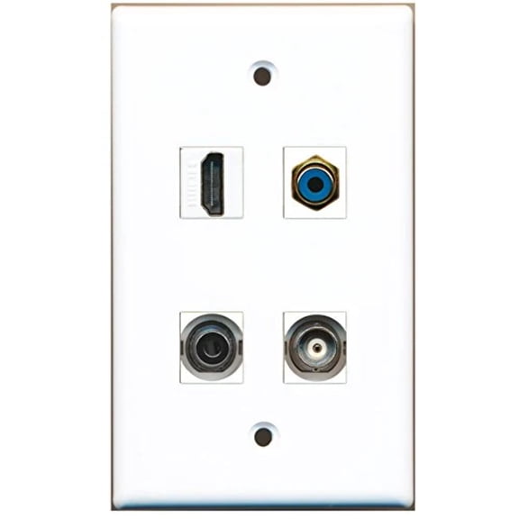RiteAV - 1 Port HDMI 1 Port RCA Blue 1 Port 3.5mm 1 Port BNC Wall Plate